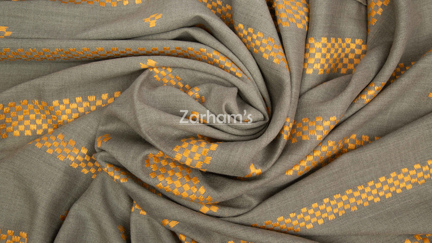 Handmade Premium quality strip embroided Himalayan Woolen Shawl