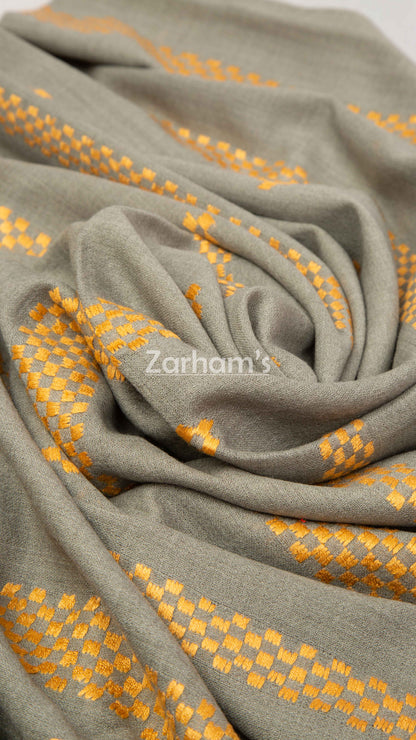 Handmade Premium quality strip embroided Himalayan Woolen Shawl