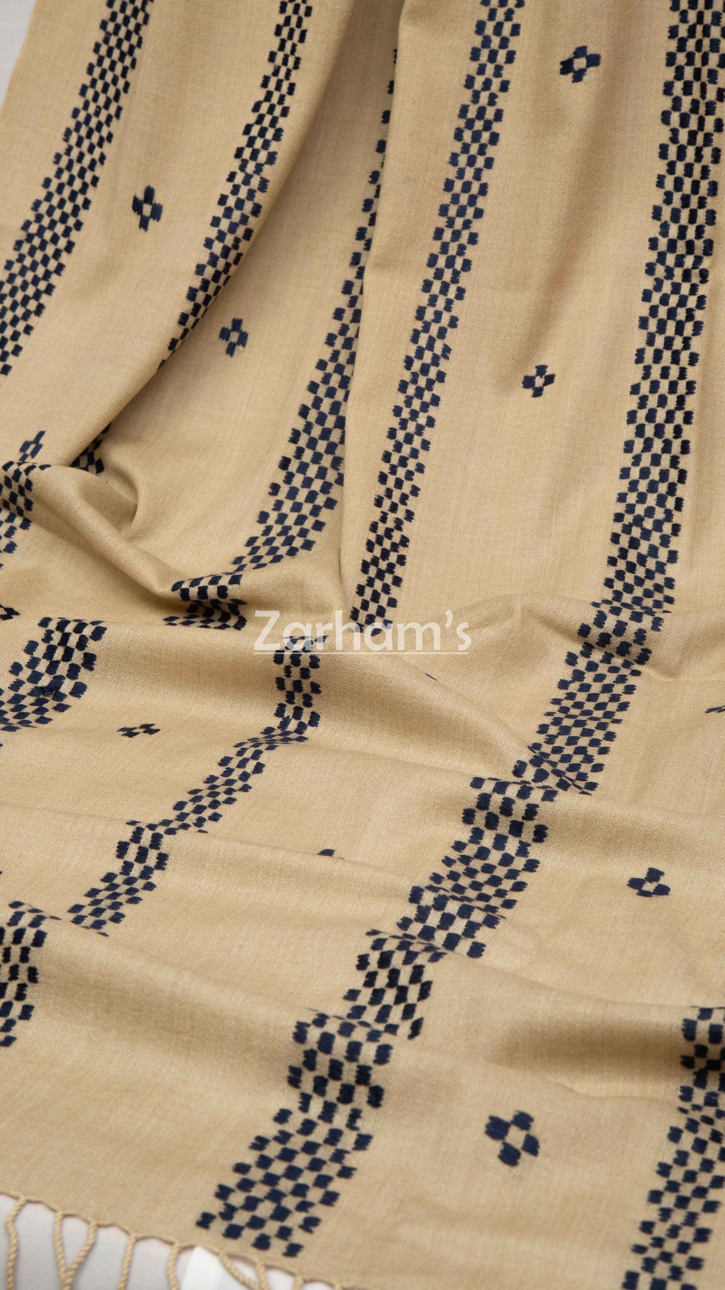 Handmade Premium quality strip embroided Himalayan Woolen Shawl