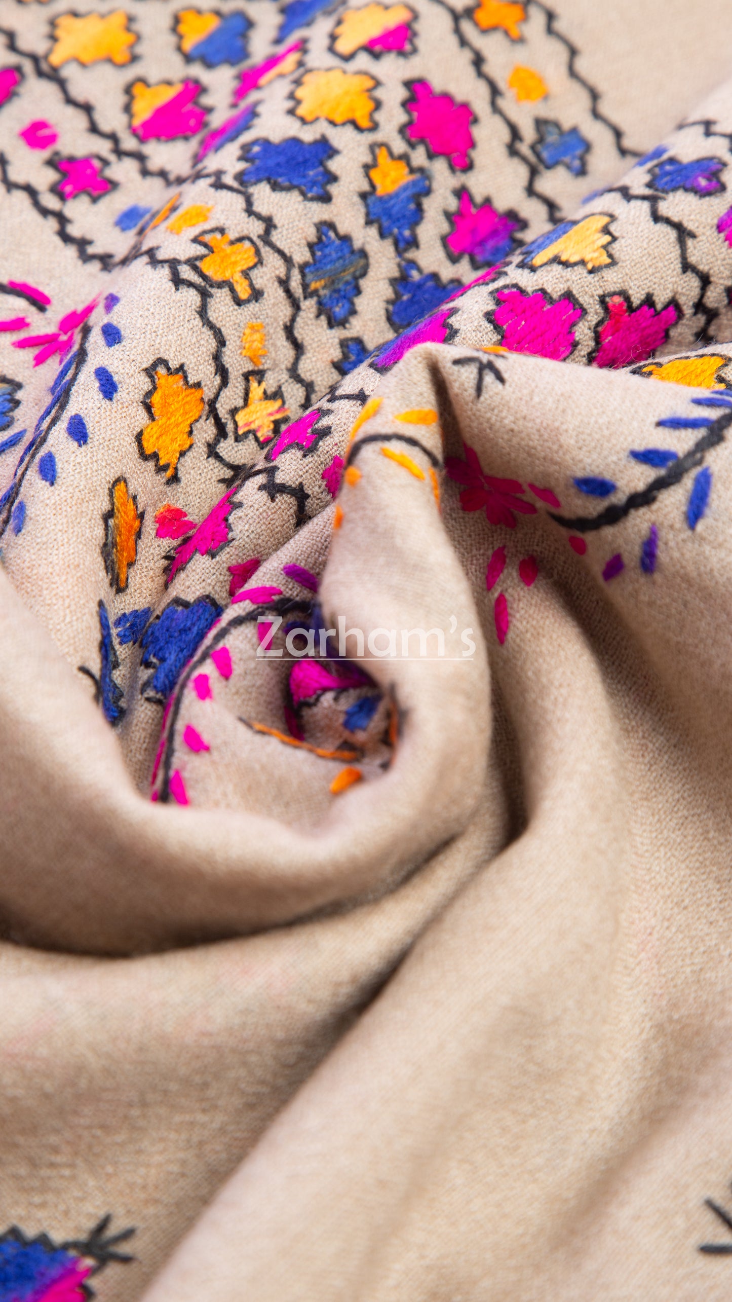 Hand Embroidered Premium quality Pure Woolen Pashmina Shawl for women