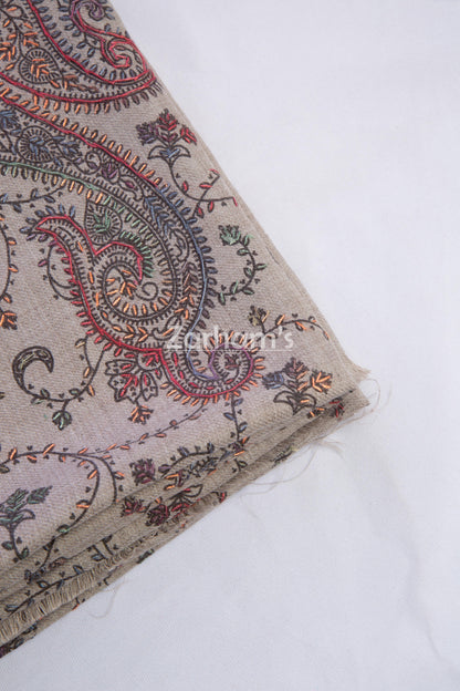 Handmade Cashmere Pashmina shawl hand printed and embroided