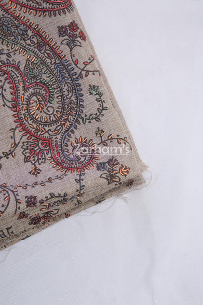 Handmade Cashmere Pashmina shawl hand printed and embroided