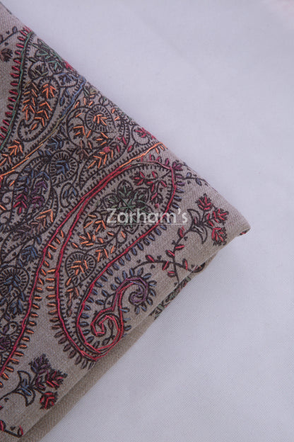 Handmade Cashmere Pashmina shawl hand printed and embroided