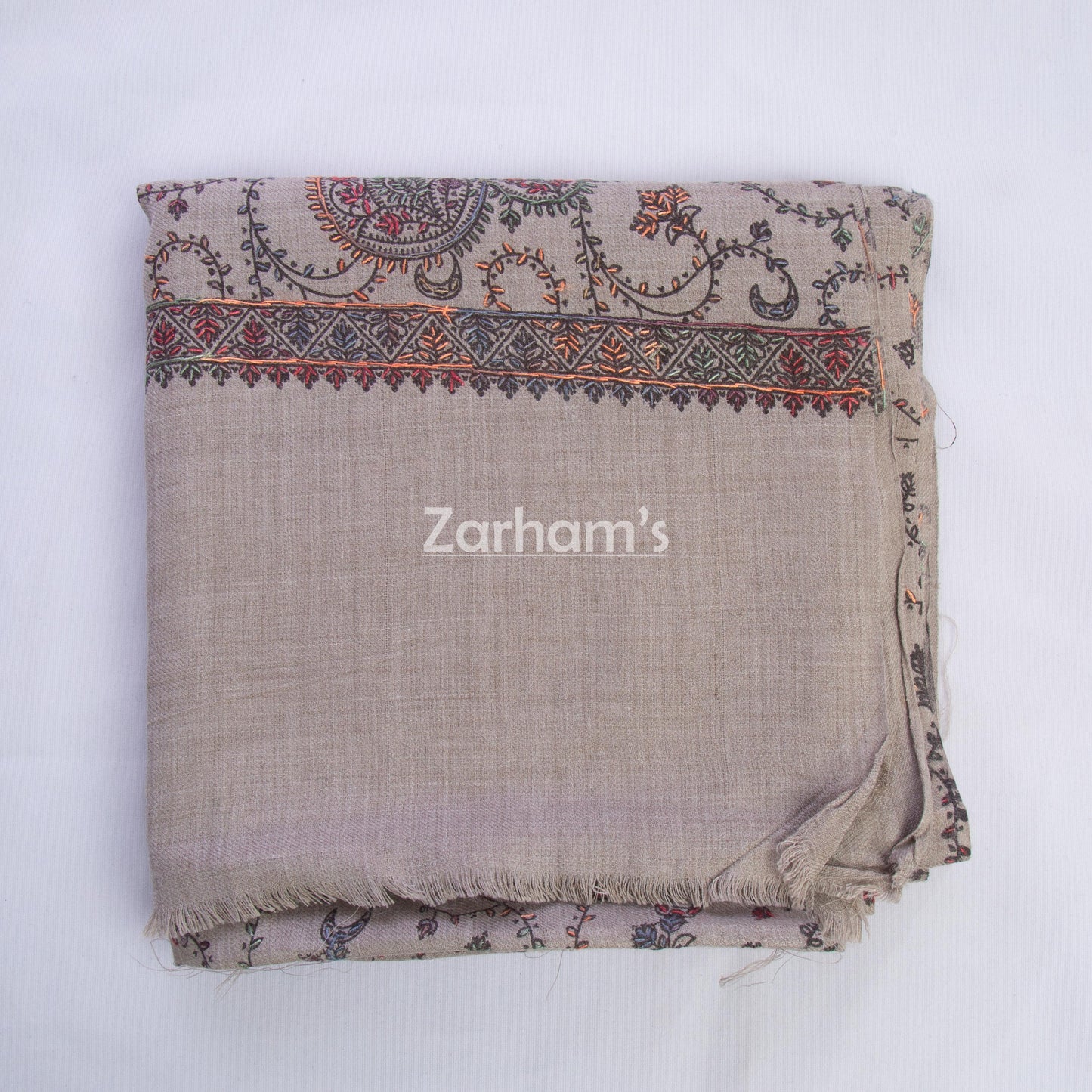 Handmade Cashmere Pashmina shawl hand printed and embroided