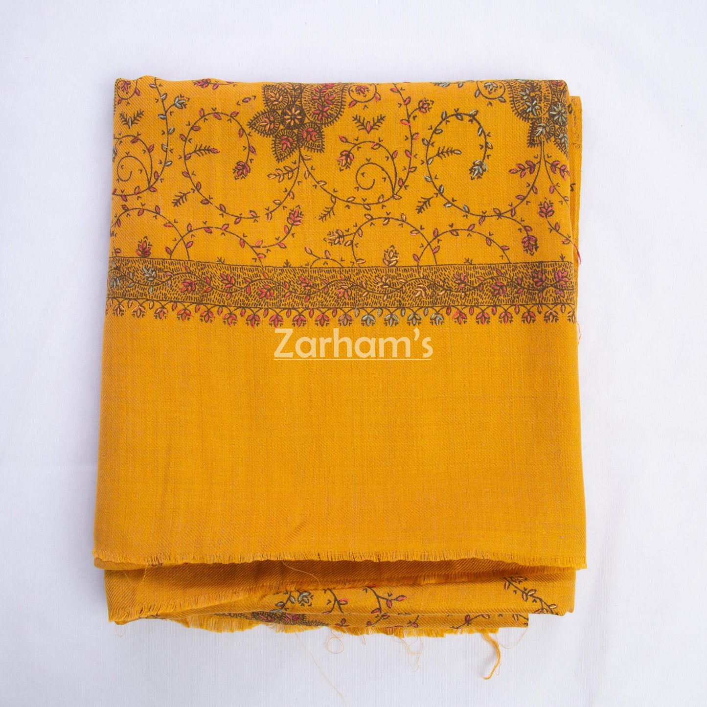 Handmade Pashmina shawl hand printed and embroidered