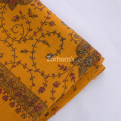 Handmade Pashmina shawl hand printed and embroidered