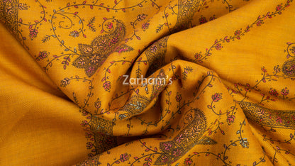 Handmade Pashmina shawl hand printed and embroidered