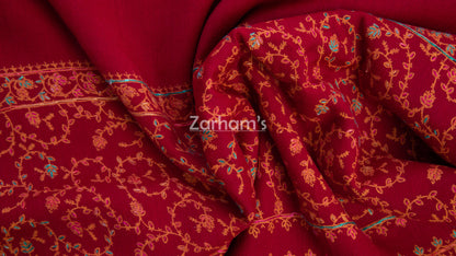 Handmade Pashmina shawl hand printed and embroided