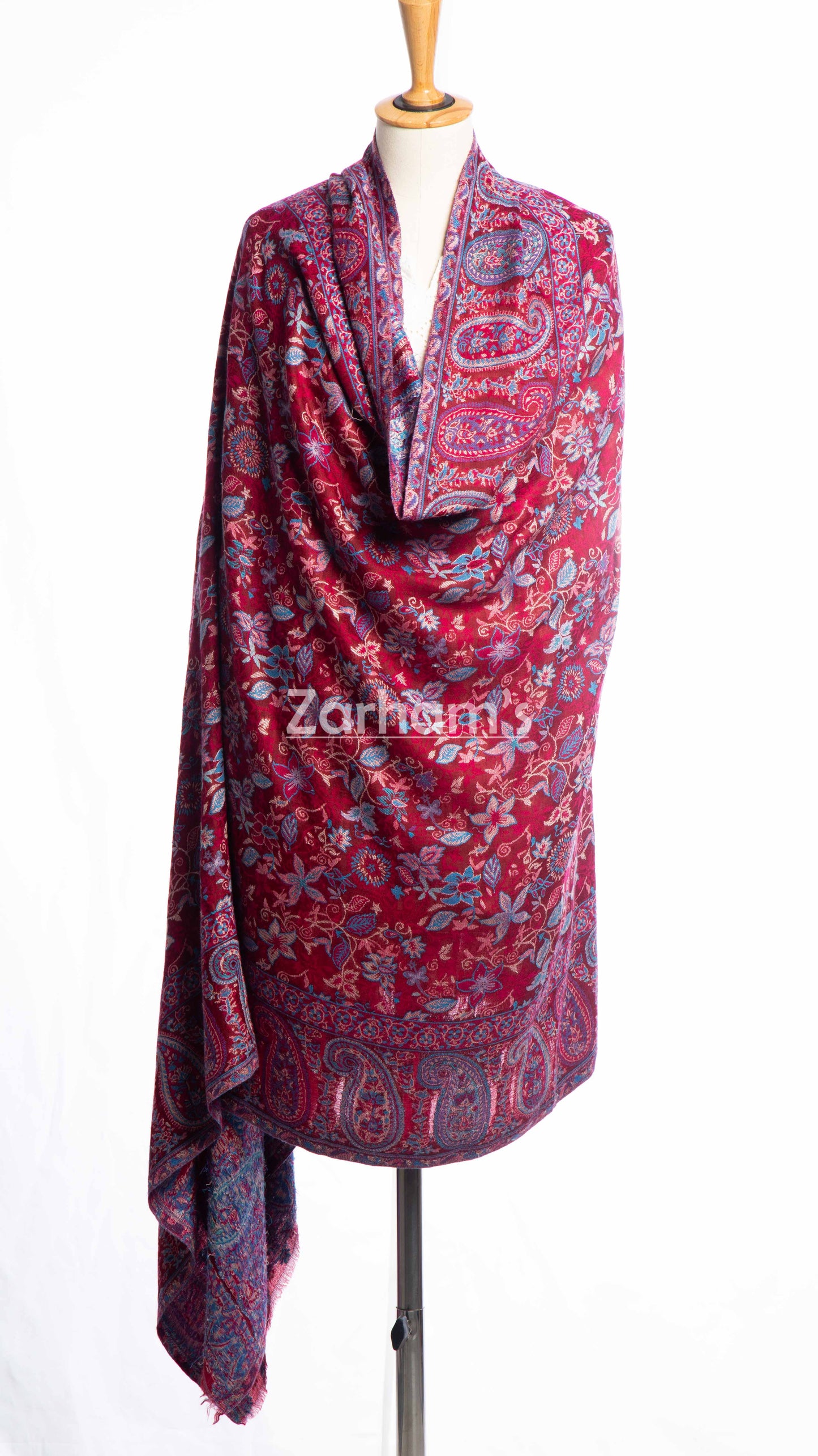 Hand Woven Royal Maroon Kashmiri Kani Shawl