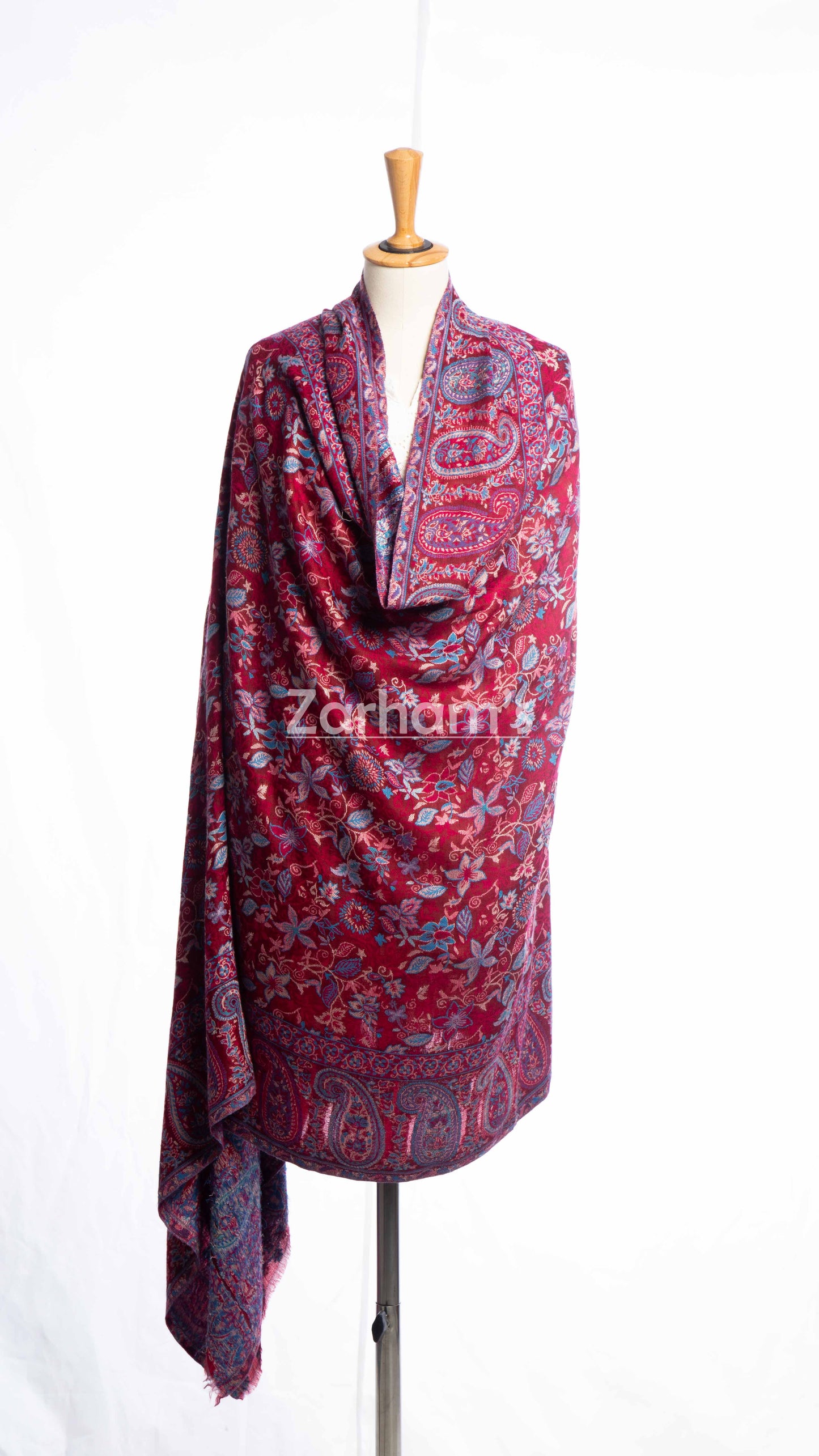 Hand Woven Royal Maroon Kashmiri Kani Shawl