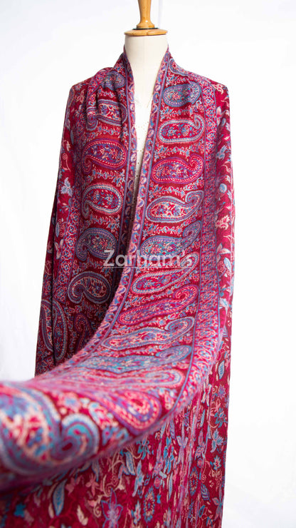 Hand Woven Royal Maroon Kashmiri Kani Shawl