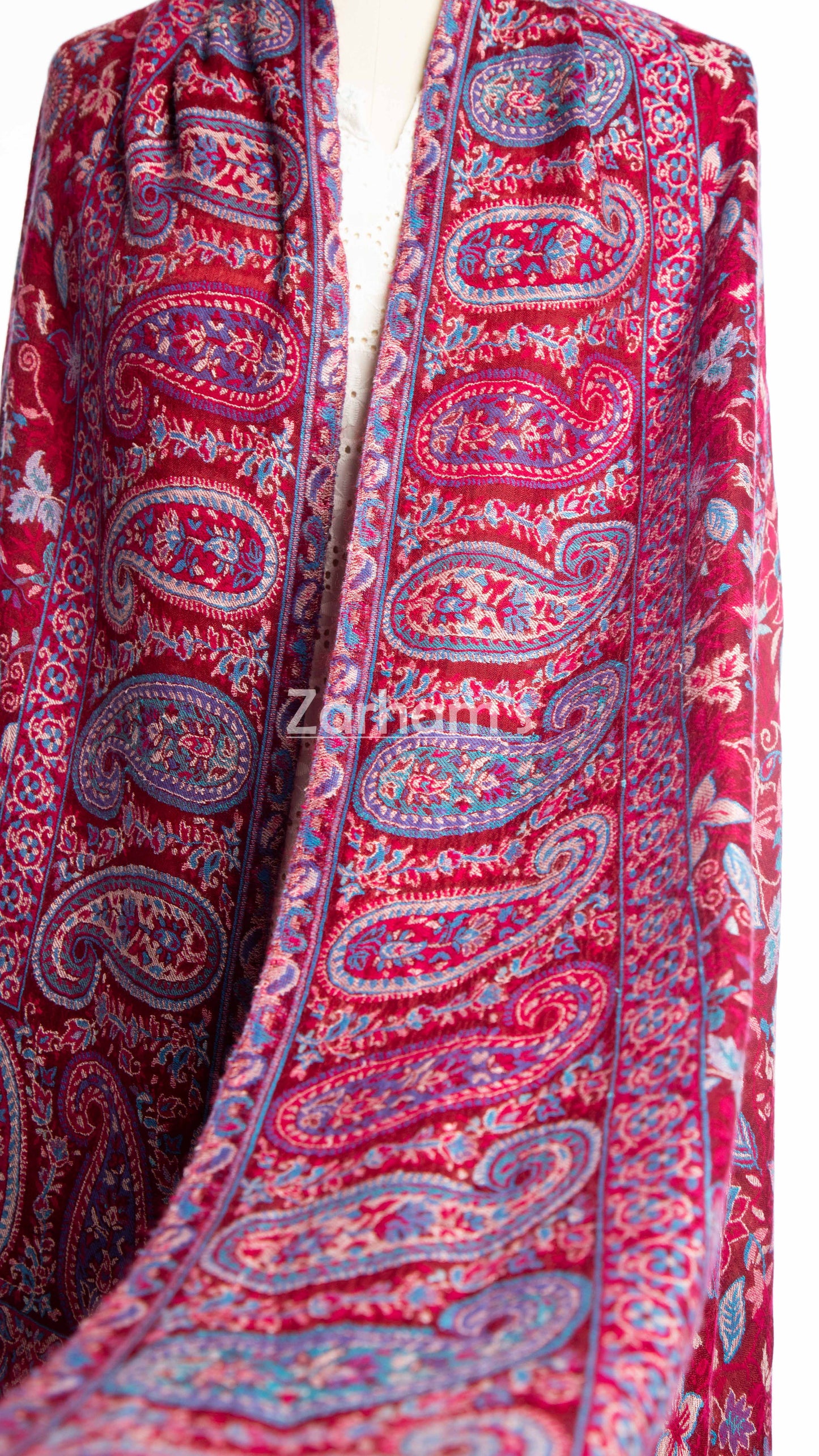 Hand Woven Royal Maroon Kashmiri Kani Shawl