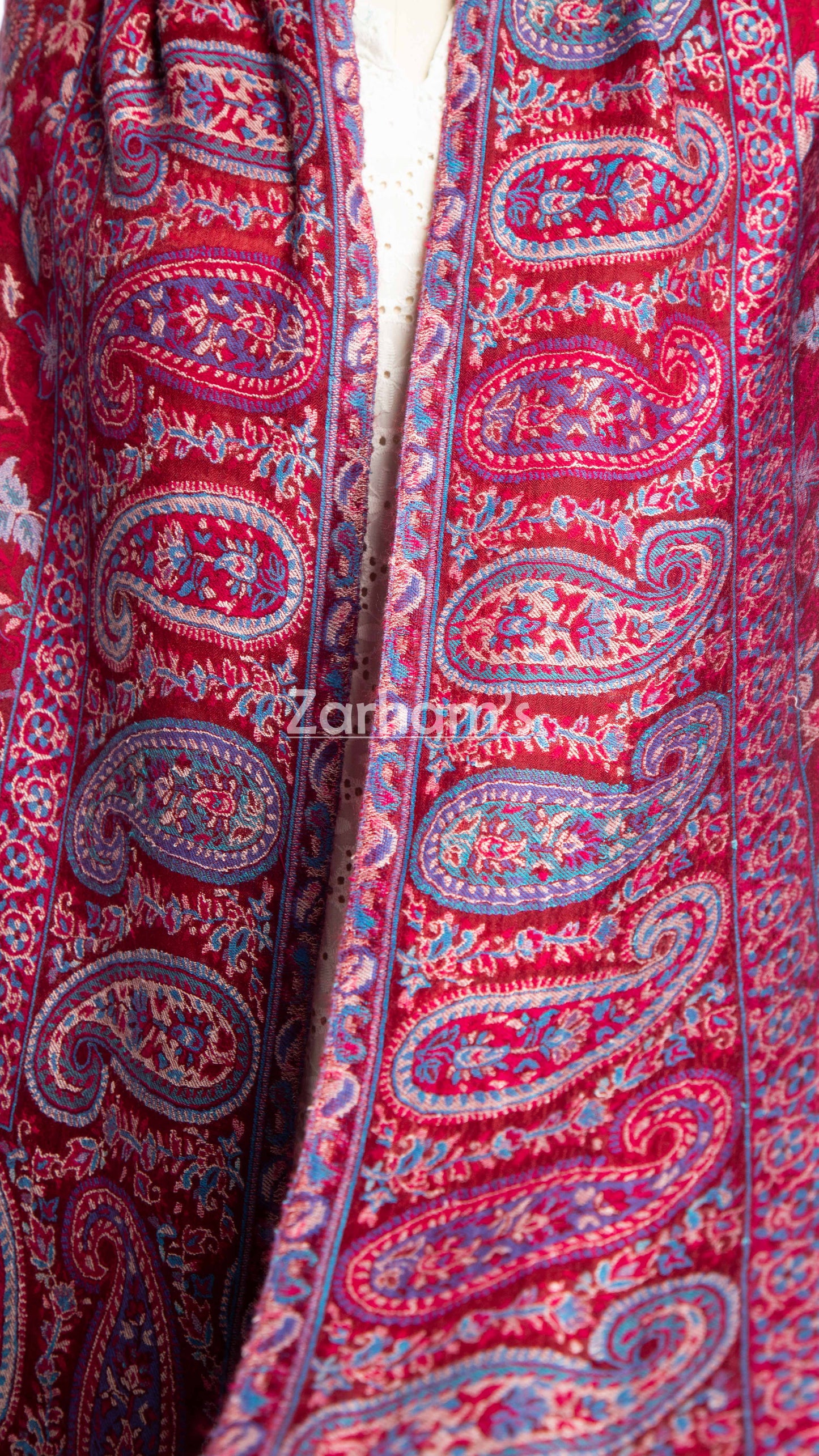 Hand Woven Royal Maroon Kashmiri Kani Shawl