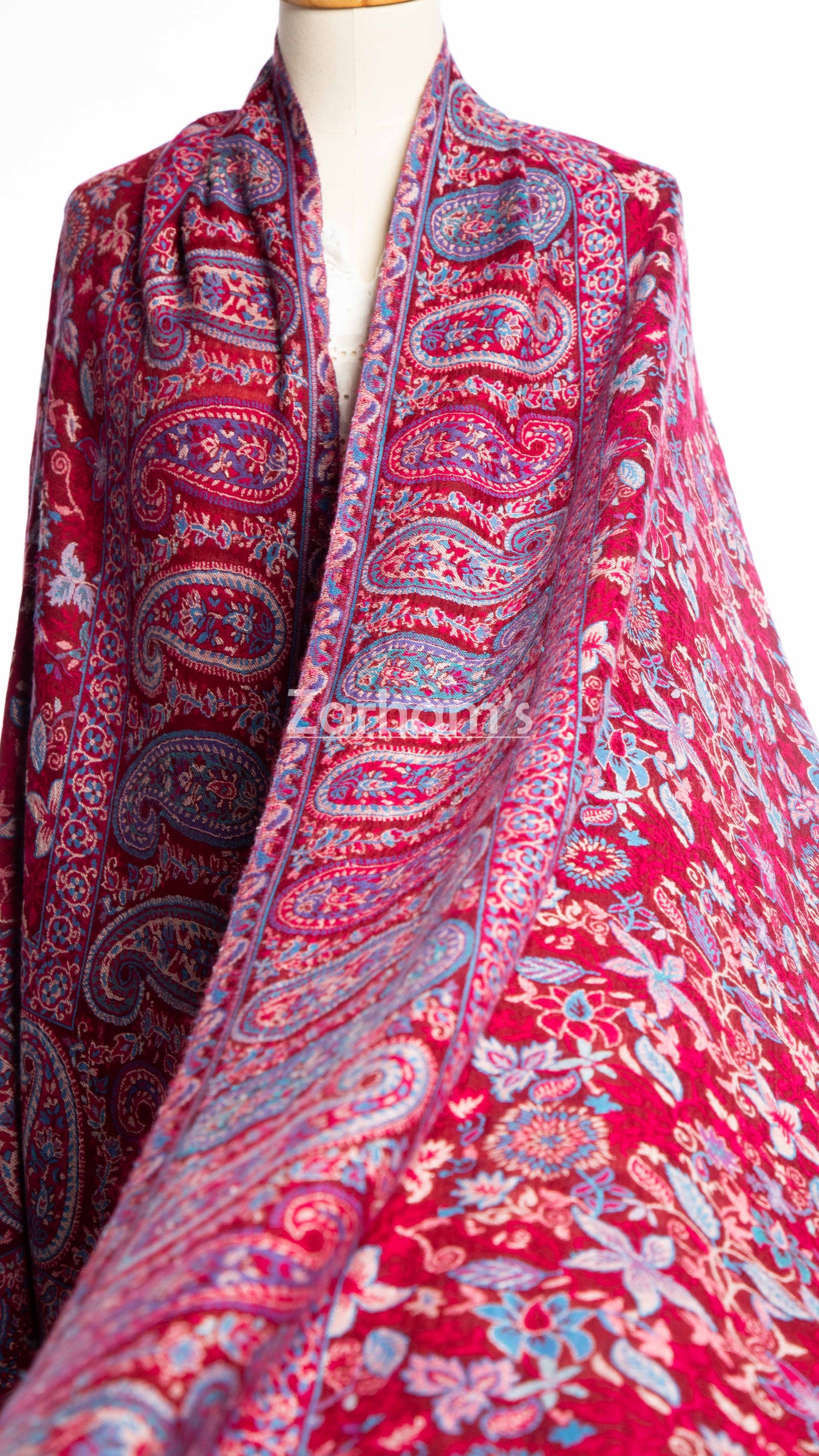 Hand Woven Royal Maroon Kashmiri Kani Shawl