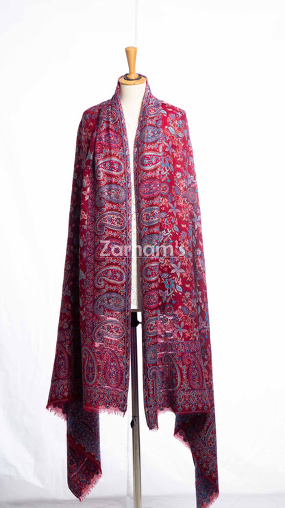 Hand Woven Royal Maroon Kashmiri Kani Shawl