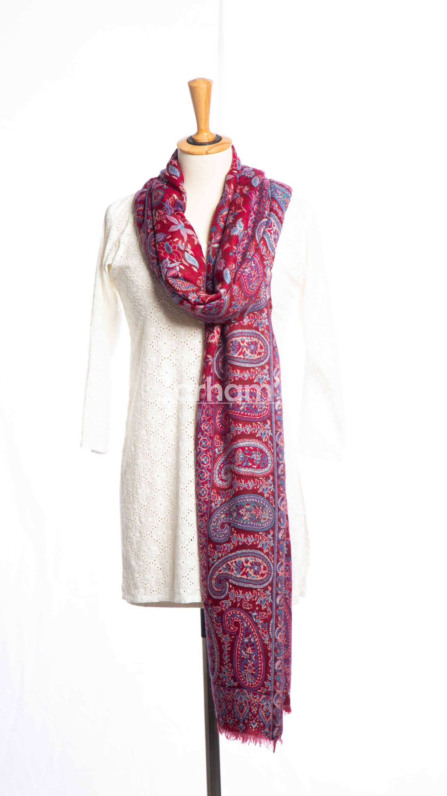 Hand Woven Royal Maroon Kashmiri Kani Shawl