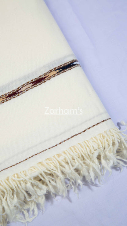 Pure Wool Premium quality handmade men's Off white Shawl