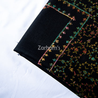 Handmade Pashmina shawl hand printed and embroidered