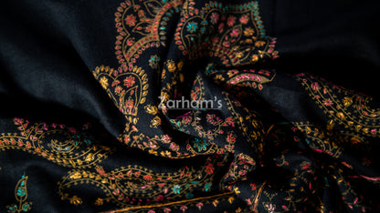 Handmade Pashmina shawl hand printed and embroidered