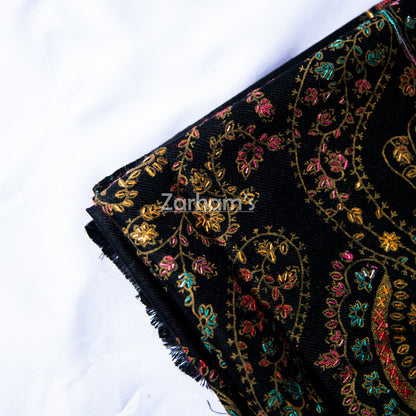 Handmade Pashmina shawl hand printed and embroidered