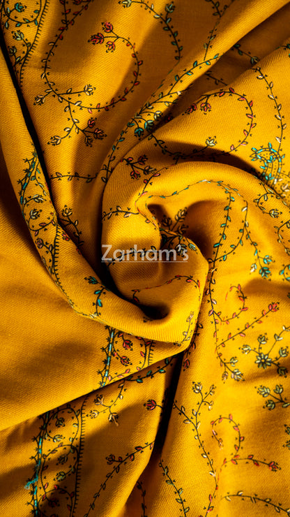 Handmade Pashmina shawl hand printed and embroidered