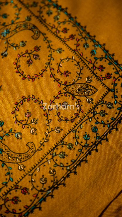 Handmade Pashmina shawl hand printed and embroidered