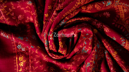 Handmade Pashmina shawl hand printed and embroidered