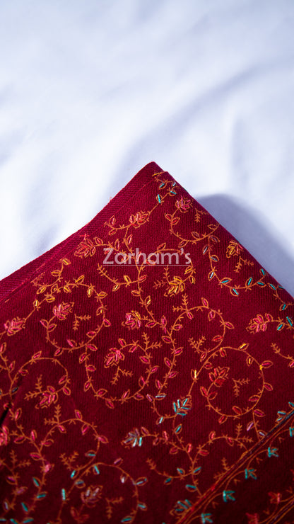 Handmade Pashmina shawl hand printed and embroidered