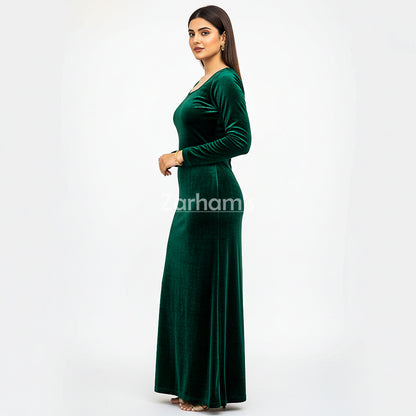 Handmade Emerald Green Velvet Long Dress