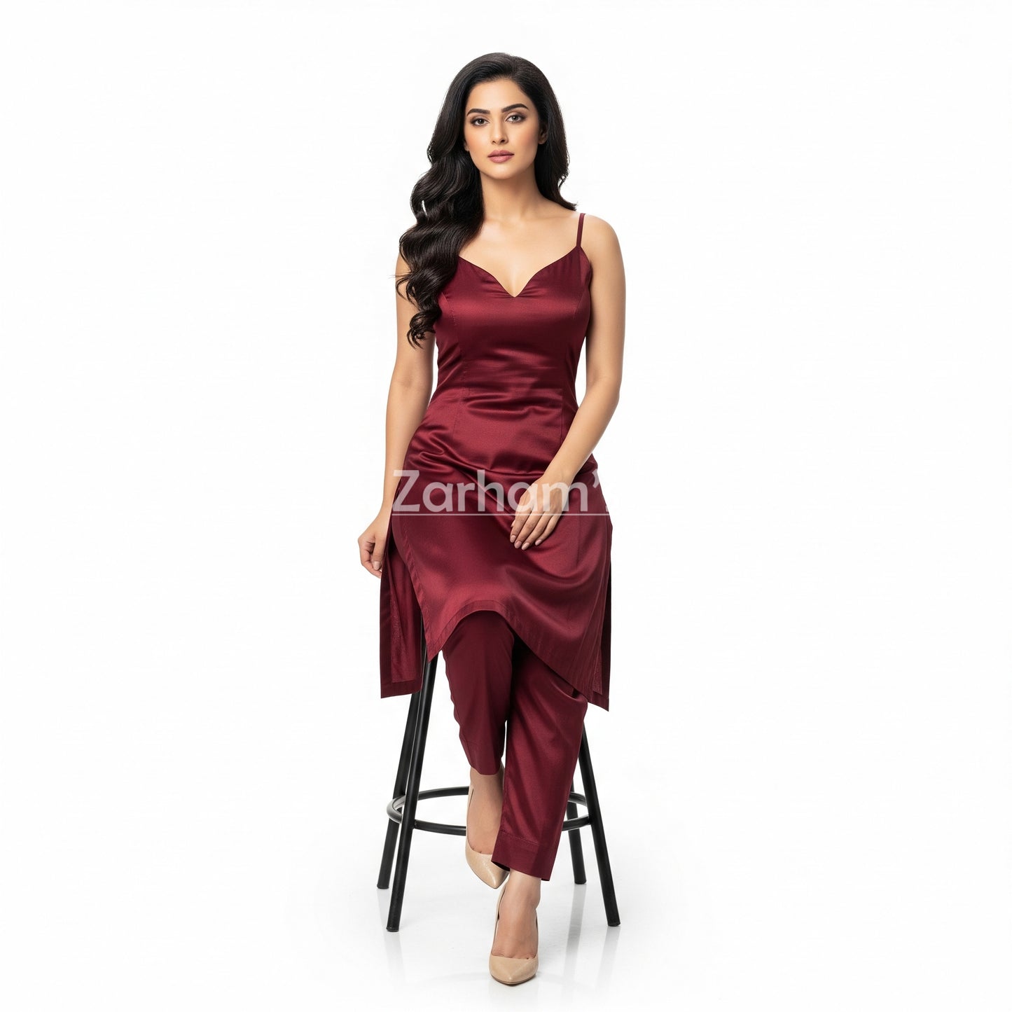 Premium Silk Maroon Kamiz Shalwar Suit