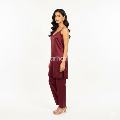 Premium Silk Maroon Kamiz Shalwar Suit