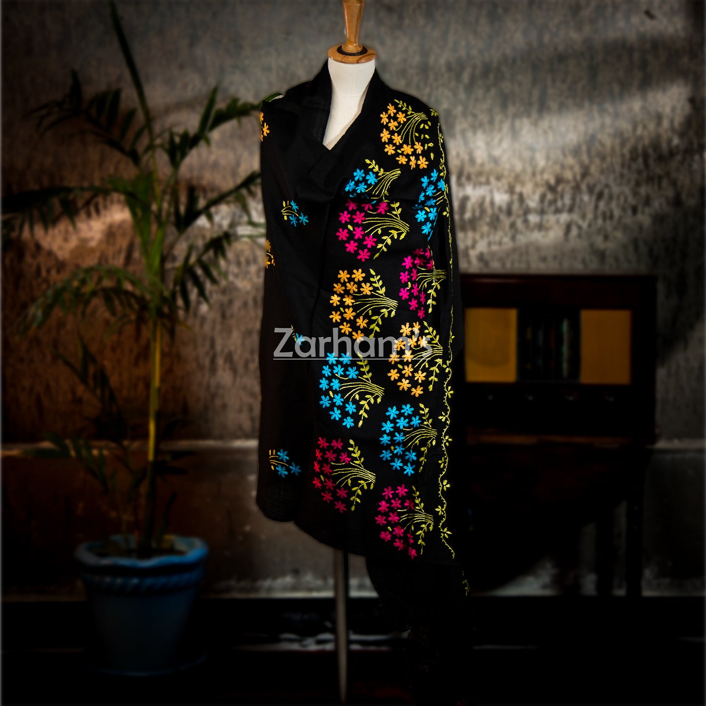Hand Woven & Embroidered Pashmina Shawl