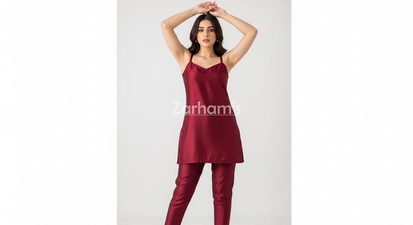 Premium Silk Maroon Kamiz Shalwar Suit