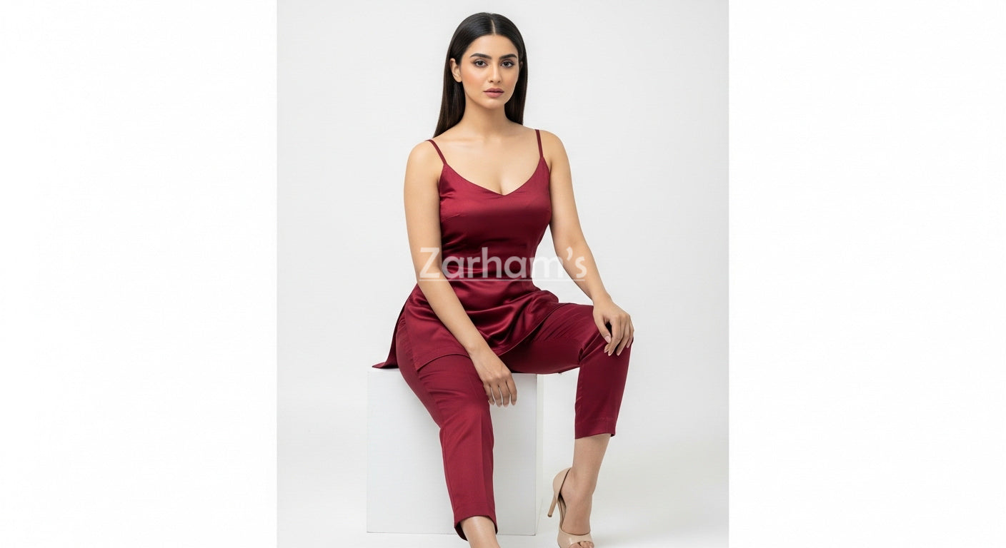 Premium Silk Maroon Kamiz Shalwar Suit