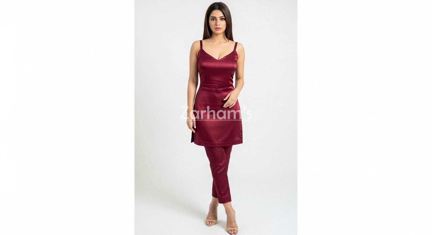 Premium Silk Maroon Kamiz Shalwar Suit