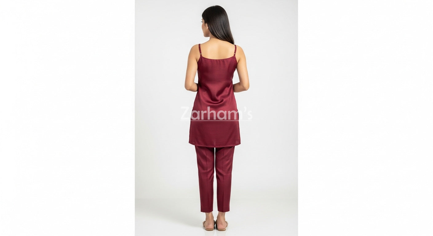 Premium Silk Maroon Kamiz Shalwar Suit