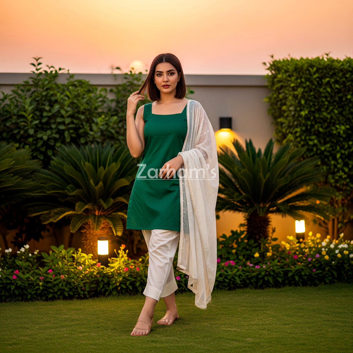 The Zarhams Artisan Lawn Suit in Green