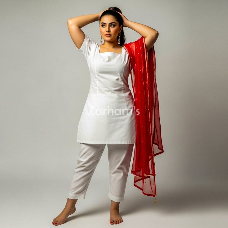 The Zarhams Artisan Lawn Suit in White