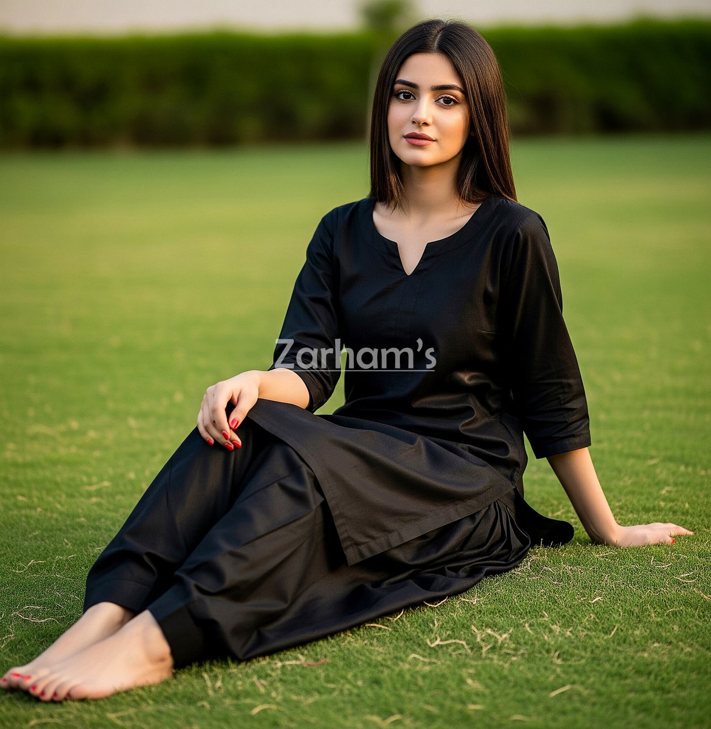 The Zarhams Artisan Lawn Suit in Black