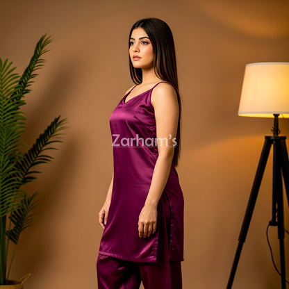 Handmade Plum Silk Kamiz Shalwar Suit