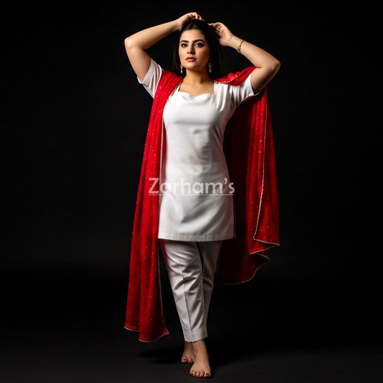 The Zarhams Artisan Lawn Suit in White