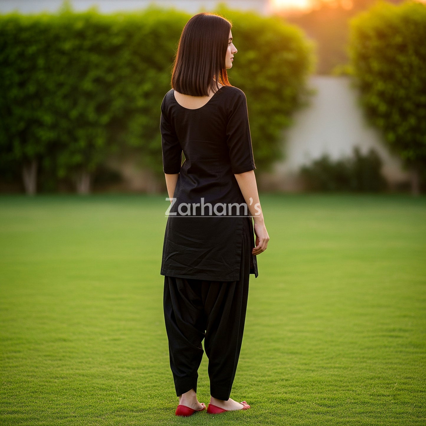 The Zarhams Artisan Lawn Suit in Black