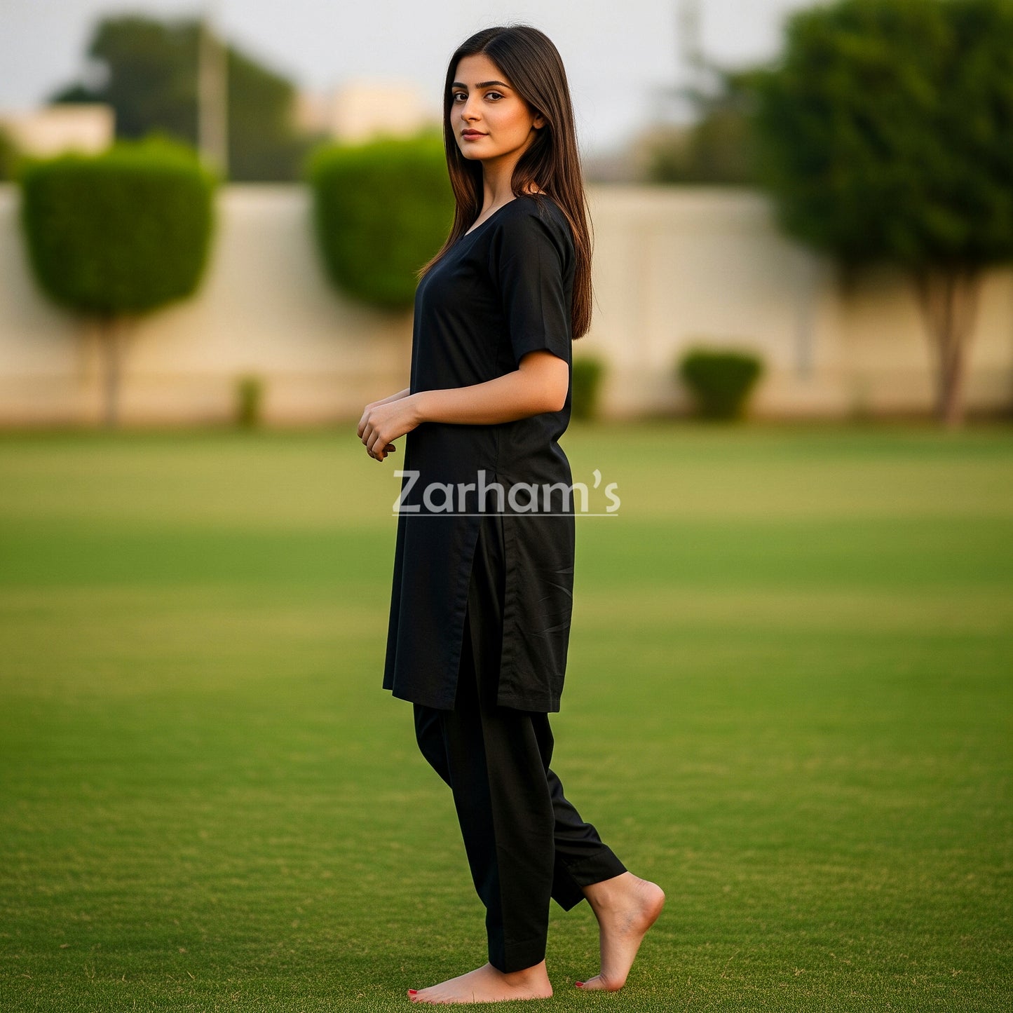 The Zarhams Artisan Lawn Suit in Black
