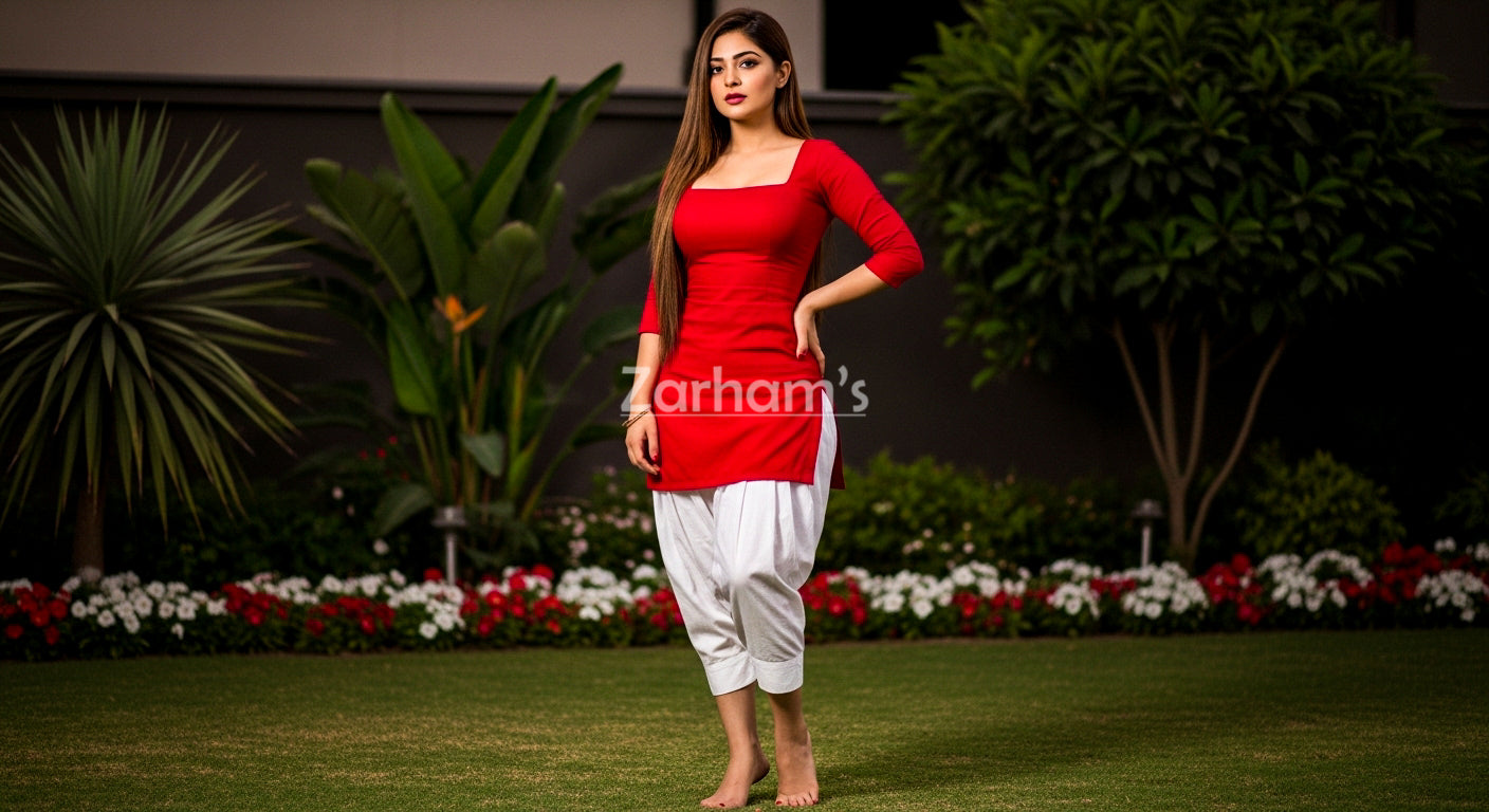 The Zarhams Artisan Sleeveless Lawn Suit in Red
