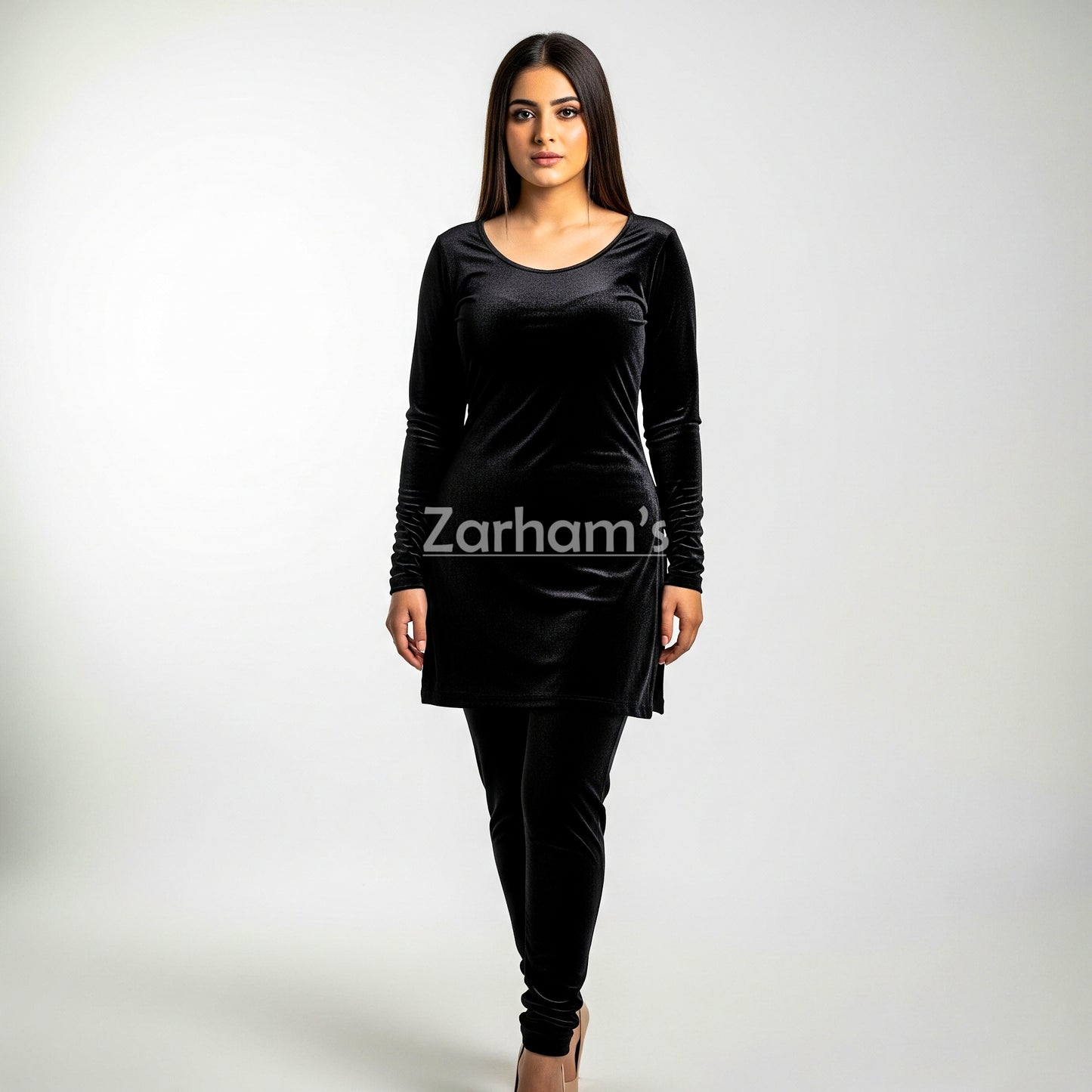 Handmade Velvet Black Kameez Shalwar Suit