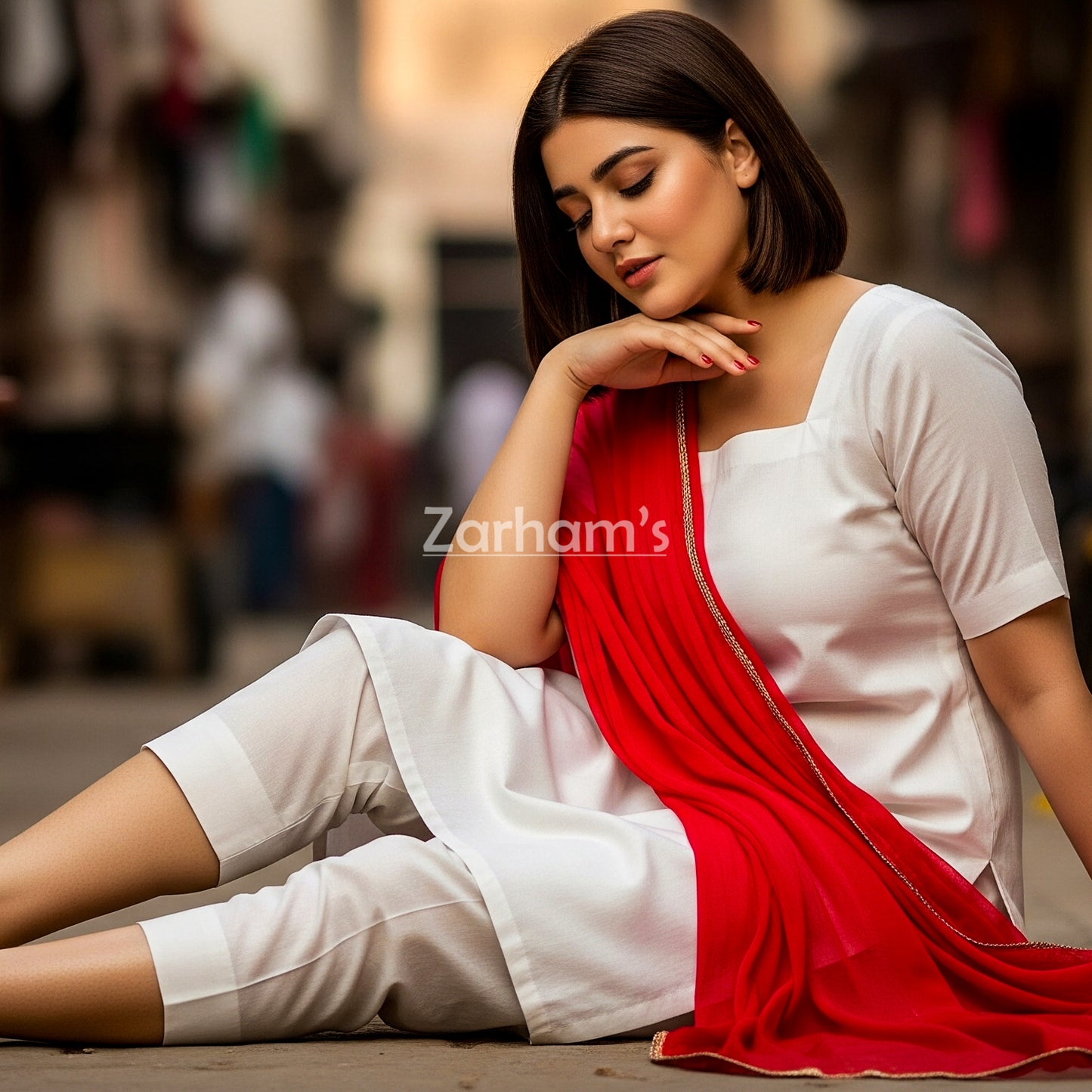 The Zarhams Artisan Lawn Suit in White