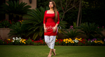 The Zarhams Artisan Sleeveless Lawn Suit in Red
