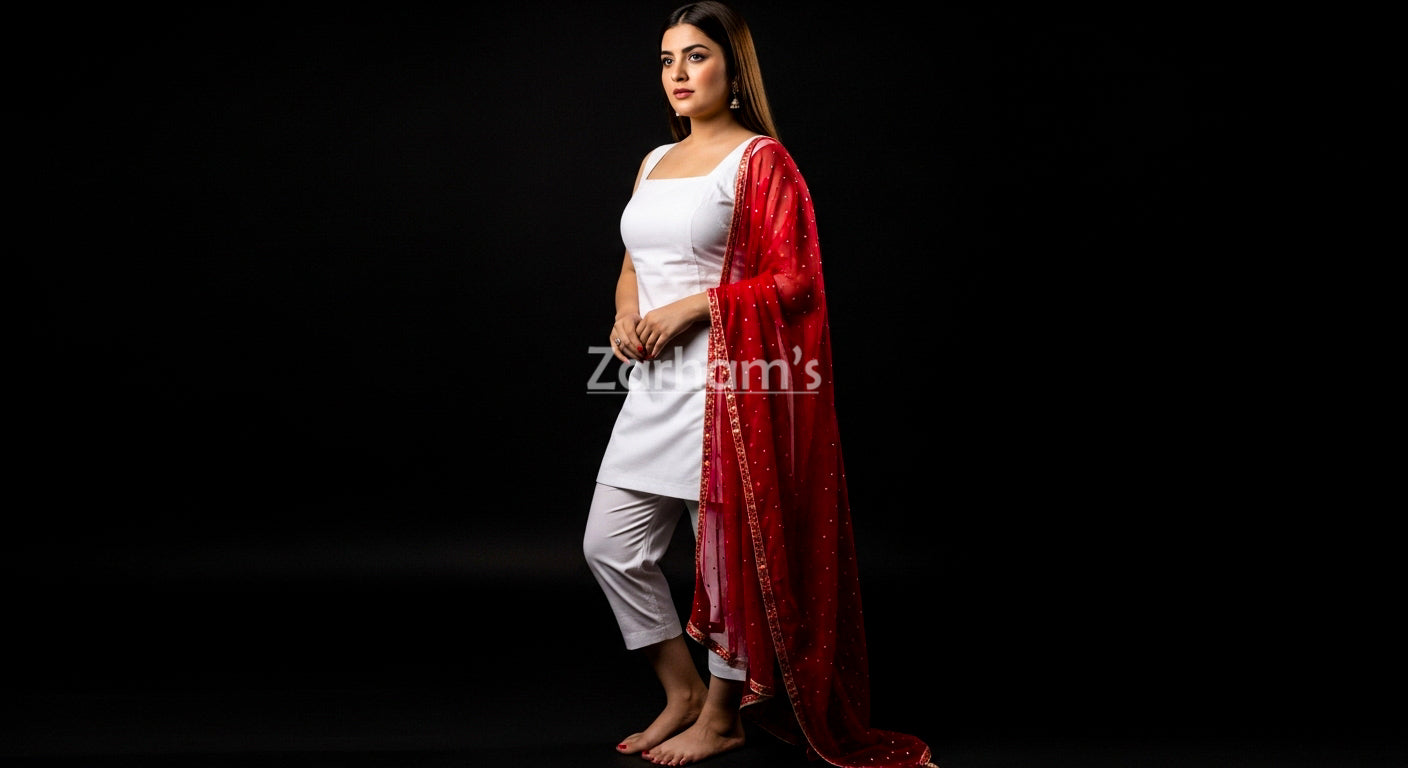 The Zarhams Artisan Lawn Suit in White
