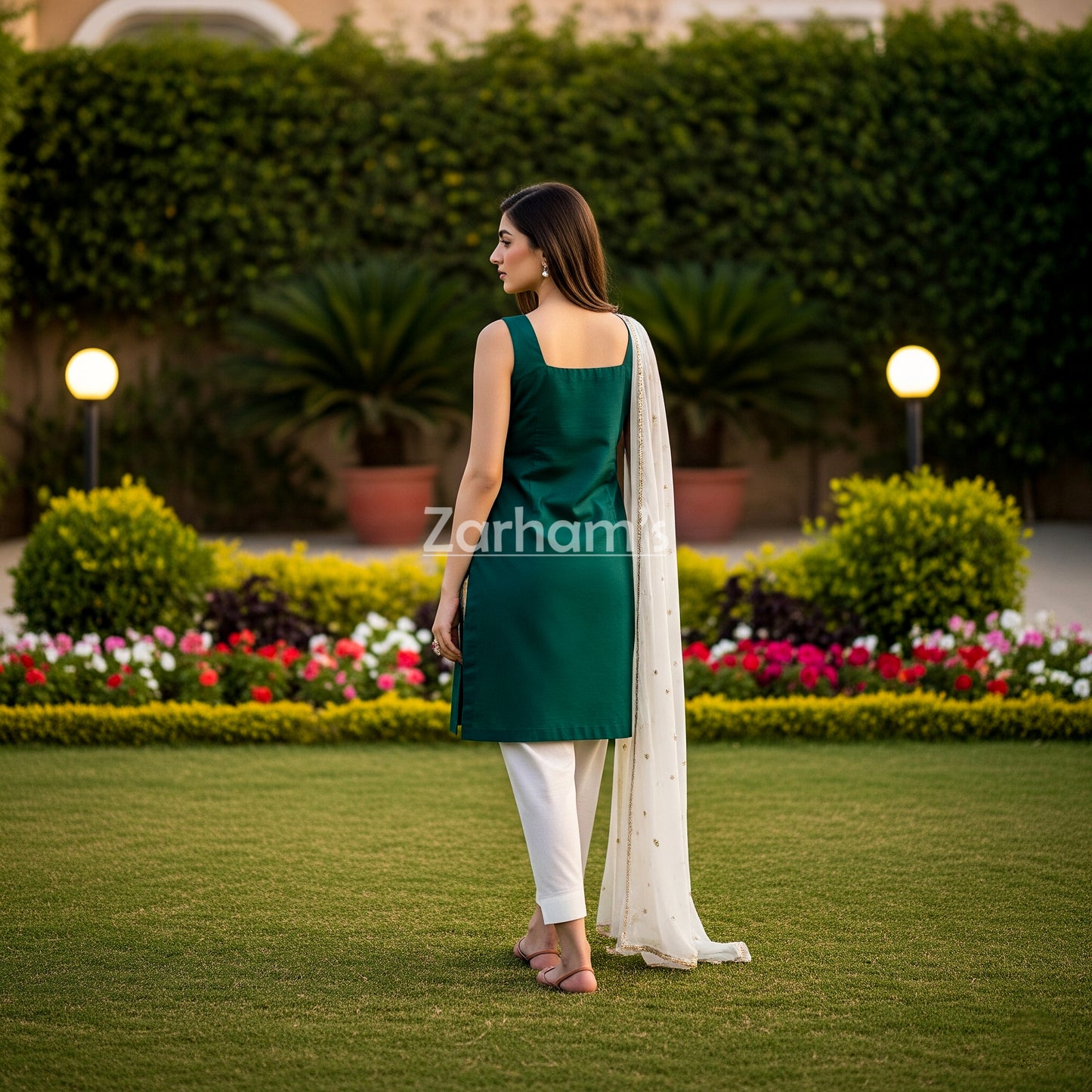 The Zarhams Artisan Lawn Suit in Green
