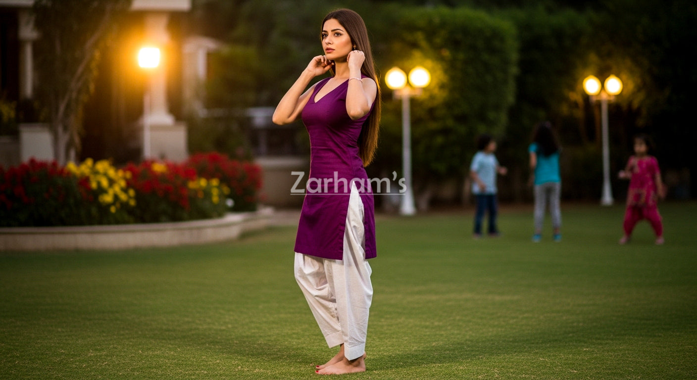 The Zarhams Artisan Sleeveless Lawn Suit in Purple